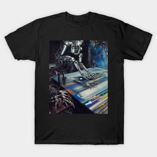 Cyborg Robot Painter Gothic T-Shirt